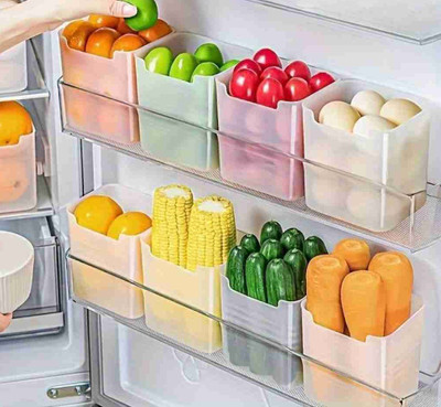2Mech Plastic Fridge Container  - 1000 ml(Pack of 8, Black)