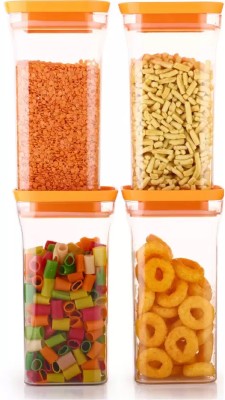 Analog Kitchenware Plastic Grocery Container  - 1100 ml(Pack of 4, Orange)