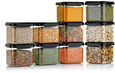 SARAZA Plastic Grocery Container  - 550 ml(Pack of 10, Black)