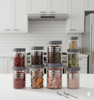 DYK Plastic Bread Container  - 1200 ml, 649 ml, 350 ml, 250 ml(Pack of 16, Grey)