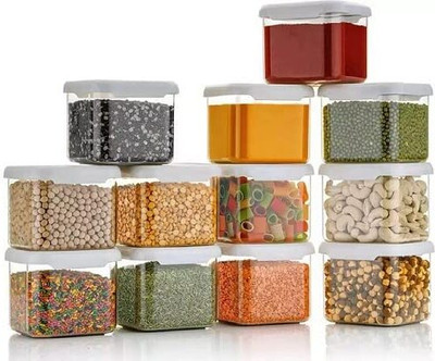 ZenZone Plastic Grocery Container  - 500 ml(Pack of 12, White)