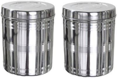 Milimercury Steel Grocery Container  - 1150 ml(Pack of 2, Silver)