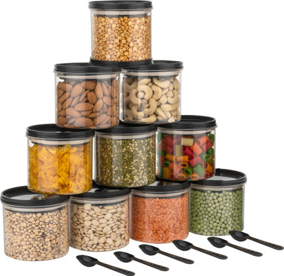 ReeQ Plastic Grocery Container  - 600 ml(Pack of 10, Black)