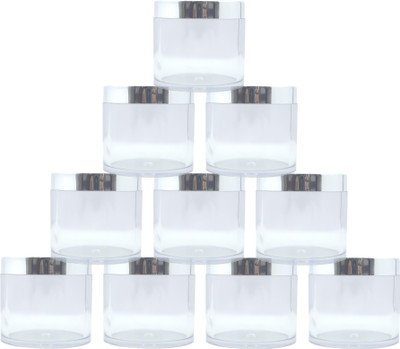 PrismaPac Plastic Utility Container  - 100 g(Pack of 10, Clear, Silver)