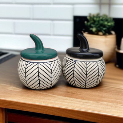 Malaikah Ceramic Tea Coffee & Sugar Container  - 300 ml(Pack of 2, Multicolor)