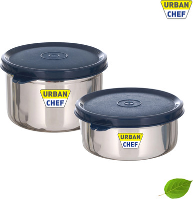 Urban Chef Stainless Steel Utility Container  - 600 ml, 450 ml(Pack of 2, Blue)