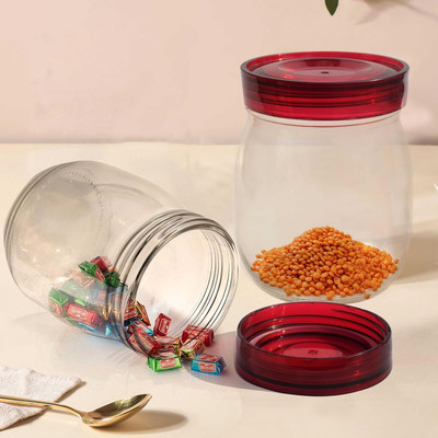 Pure Source India Glass Utility Container  - 800 ml(Pack of 2, Clear)