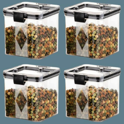ADMONITION Plastic Bread Container  - 700 ml(Pack of 4, Black, White)