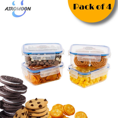 AIROMOON Plastic Grocery Container  - 600 ml(Pack of 4, Blue)