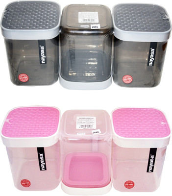 NAYASA Plastic Grocery Container  - 1000 ml(Pack of 6, Multicolor)