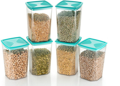 DECODAZZ Plastic Utility Container  - 1100 ml(Pack of 6, Green)