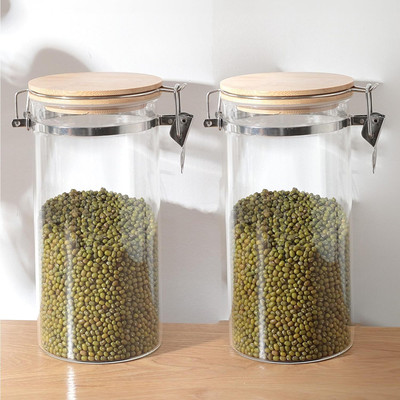 KUBER INDUSTRIES Glass Utility Container  - 1400 ml(Pack of 2, Clear)