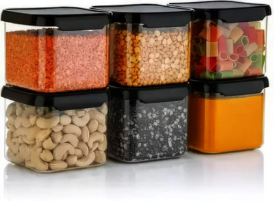 Gifteuo Plastic Grocery Container  - 550 ml(Pack of 6, Black)