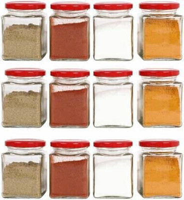 Avresta Glass Grocery Container  - 250 ml(Pack of 12, Clear, Red)