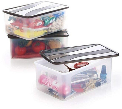 KDZONE Plastic Grocery Container  - 2000 ml(Pack of 3, Clear)