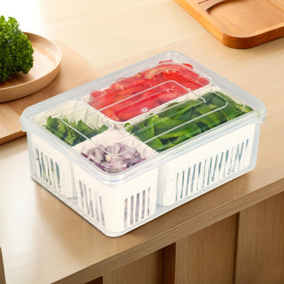 KUBER INDUSTRIES Plastic Fridge Container  - 3 L(Clear)