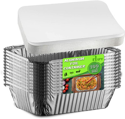 PERFY Aluminium Utility Container  - 100 ml(Pack of 50, Silver)
