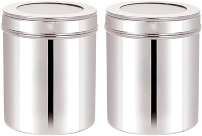 VISAXMI Stainless Steel Utility Container  - 1000 ml(Pack of 2, Silver)