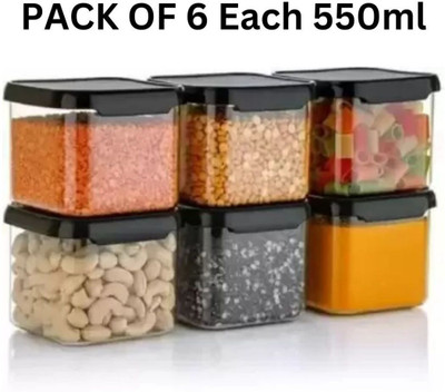 DEXON Plastic Grocery Container  - 550 ml(Pack of 6, Clear)