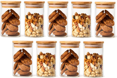GOOD TO GREAT CREATION Glass Grocery Container  - 220 ml(Pack of 9, Clear)