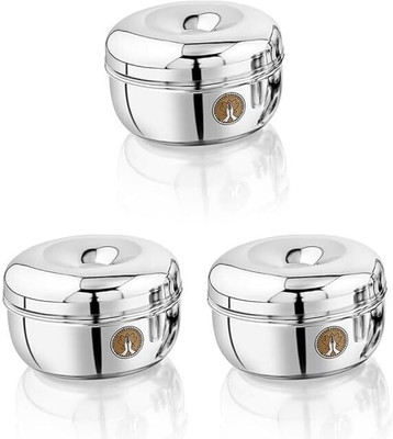 Ammantran Stainless Steel Utility Container  - 1050 ml(Pack of 3, Silver)