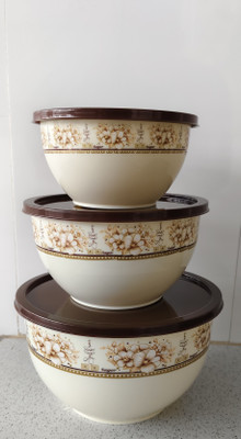 BENNUR 7 Plastic Grocery Container  - 2500 ml, 1500 ml, 1000 ml(Pack of 3, Brown)