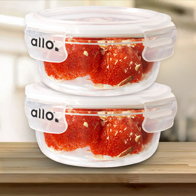 Allo Glass Fridge Container  - 400 ml(Pack of 2, Clear)