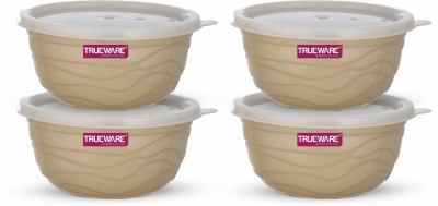 Trueware Stainless Steel, Plastic Serving Bowl Rio Microwave Safe Airtight Bowl set of 4, 1400 ML Each(Pack of 4, Beige)