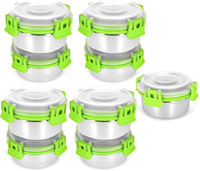 Zaib Stainless Steel Fridge Container  - 300 ml(Pack of 9, Green)