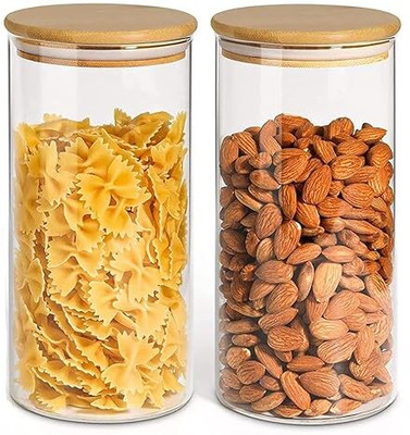 MAGINATO Glass Grocery Container  - 1400 ml(Pack of 2, Clear)