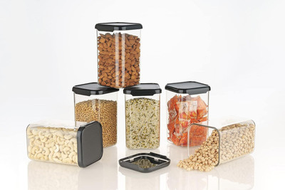 LIJIE Plastic Grocery Container  - 1100 ml(Pack of 8, Clear)