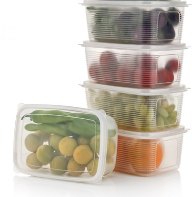 KHISKOLI BRAND Plastic Fridge Container  - 2000 ml(Pack of 5, Clear)