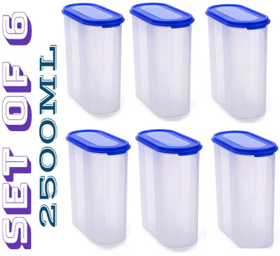 DEW MAT Plastic Grocery Container  - 2500 ml(Pack of 6, Blue)