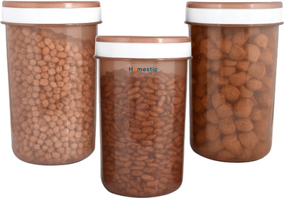 HOMESTIC by Kuber Industries Plastic Grocery Container  - 500 ml(Pack of 3, Brown)