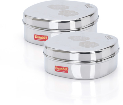 Sumeet Steel Utility Container  - 600 ml(Pack of 2, Silver)