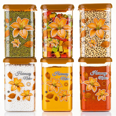 Zubix Plastic Grocery Container  - 1100 ml(Pack of 6, Yellow)