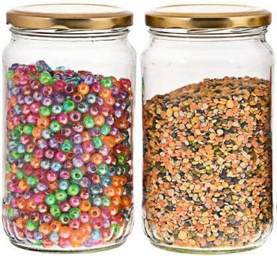 MANTRAA SALES Glass Grocery Container  - 1000 ml(Pack of 2, Clear)