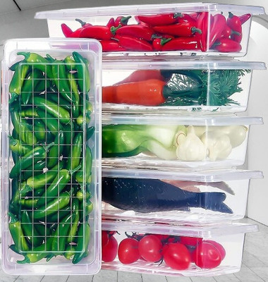 busaji enterprise Plastic Fridge Container  - 1500 ml(Pack of 5, White)