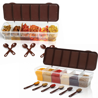 Somnath India Plastic Grocery Container  - 1500 ml(Pack of 2, Brown)