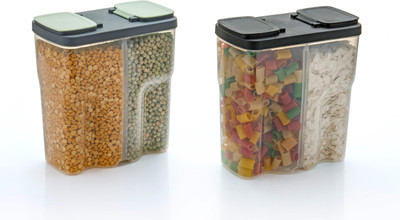 WHAAKART Plastic Grocery Container  - 2500 ml(Pack of 2, Black)