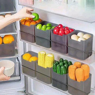 Alexa Plastic Fridge Container  - 1200 ml(Pack of 8, Black)