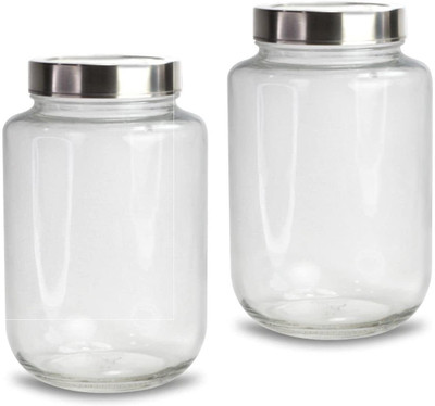 Brezzycloud Glass Pickle Jar  - 3001 ml(Pack of 2, Clear)