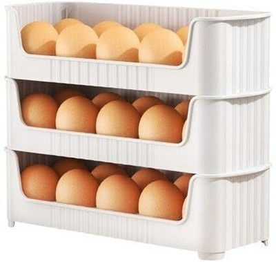 REVATAKG Plastic Egg Container  - 2.5 dozen(Pack of 3, White)