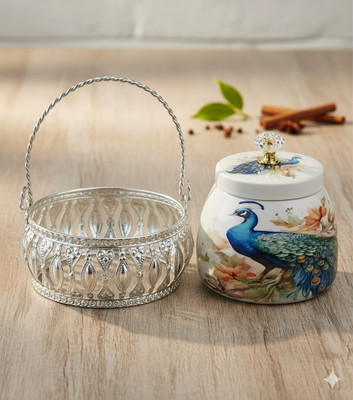 MM OVERSEAS Iron Utility Container  - 350 ml(Silver, White)