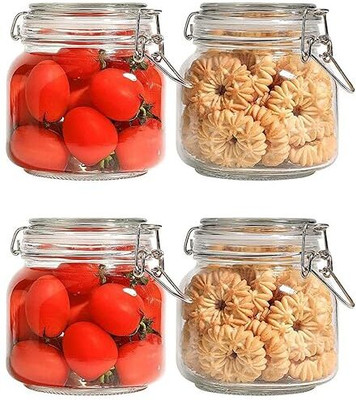 ShilpSukh Glass Utility Container  - 750 ml(Pack of 4, Transparent)