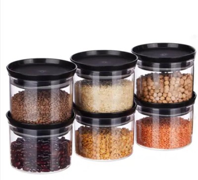 Netrowel Plastic Grocery Container  - 500 ml(Pack of 6, Black)