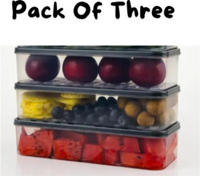 NayakE Plastic Fridge Container  - 1200 ml(Pack of 3, Transparent)