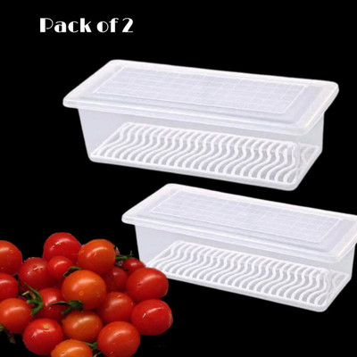 Zubix Plastic Fridge Container  - 1500 ml(Pack of 5, White)