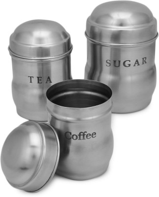 Dynore Steel Tea Coffee & Sugar Container  - 750 ml, 500 ml, 350 ml(Pack of 3, Silver)