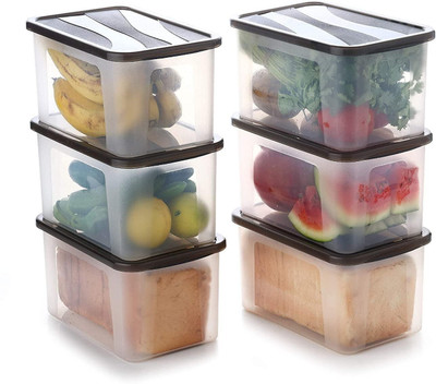 UNDERZONE Plastic Grocery Container  - 2000 ml(Pack of 6, Brown)